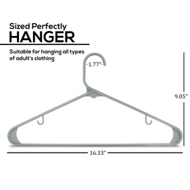 Utopia Home Plastic Hangers 50 Pack - Clothes Hanger with Hooks - Durable & Space Saving Coat Hanger - Heavy Duty Grey Hangers - Skirt Hangers