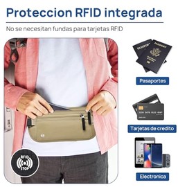 Cangurera de Viaje 2 Piezas, Cinturón de Viaje con Bloqueo RFID | Soporte para Pasaporte, Cremallera Invisible, Deporte, Running
