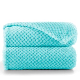 DecoKing Henry Cuddly Blanket, Soft, Fleece Microfibre Bedspread in Scandinavian Style, Turquoise, 70 x 150 cm