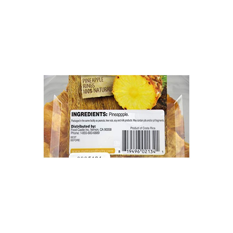 Nutty and Fruity 100% Natural Dried Pineapple Rings 4.5 Ounces
