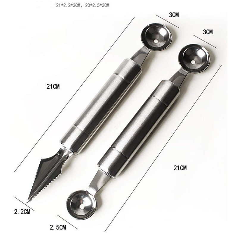 Melon Baller Scoop Set Stainless steel Dual-Purpose DIY Fruit Carving