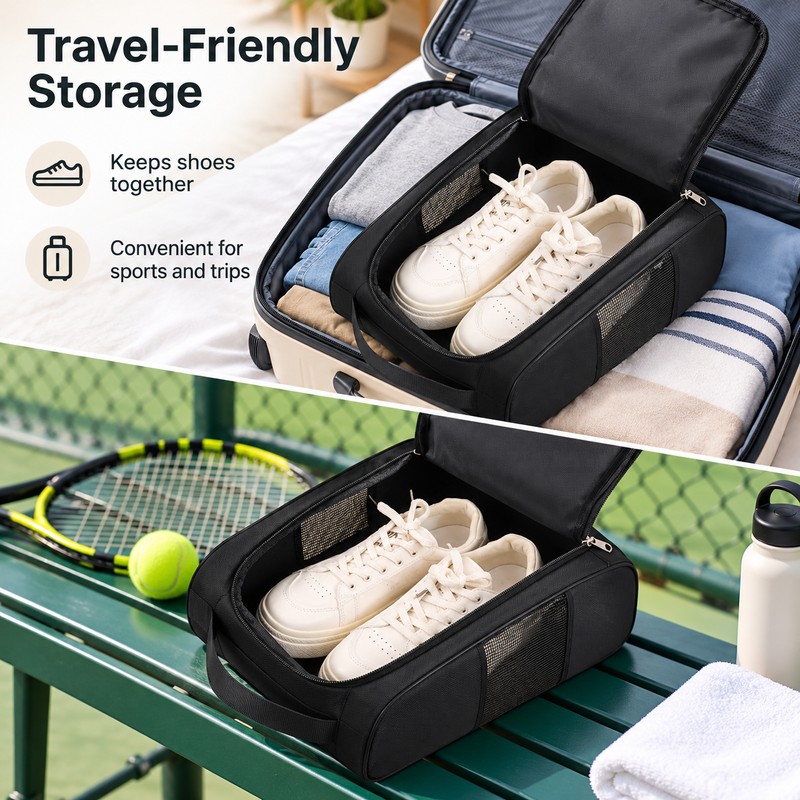 Golf Shoe Bag for Travel, Breathable Oxford Shoe Carrier with