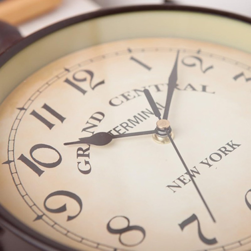 Antique Wrought Iron Wall Clock, Round Wall Hanging Double Sided