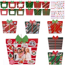 48 Packs Christmas DIY Picture Frames Craft Kit for Kids, Xmas Present Box Photo Frames Ornaments for Christmas Tree Party Decorations Favor Winter Art Gift Classroom School Home Activities