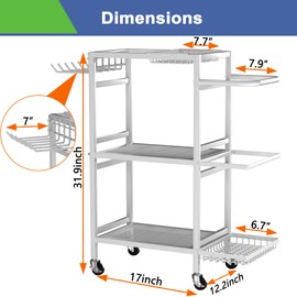 Home Gym Storage Rack, 3 Tier Yoga Mat Storage Rack with Wheel for Yoga Lover, Exercise Equipment and Workout Equipment Organizer, Yoga Mat Holder for Yoga Mats, Foam Roller and Dumbbells, White