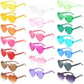 QYVEWY 20 Pack Heart Sunglasses for Women Candy Transparent Rimless Bulk Heart Shaped Glasses for Bachelorette Party Favors (Multicolor)