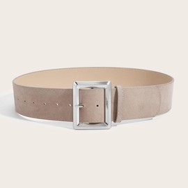 NONGFUGE Fashion Women's Retro Wide faux Suede Leather Waist Belts with Silver Buckle Elegant Ladies Chunky Thick Belts for Jeans Dress Coats Casual Wear