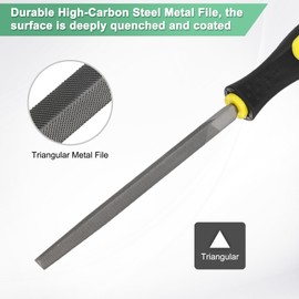 M METERXITY 4-Pack Triangular Metal File 6 Inch, High Carbon Steel File Diamond File Hand File W PVC Grip Handle for Wood/Metal/Ceramic/Glass/Stone/Jewelry/Tile/Model/DIY/Sharpening File