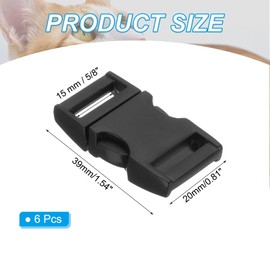 PATIKIL 6 Pack Metal Quick Side Release Buckles 25 mm/1 Inch, Dog Collar Buckles Clip for Straps Webbing Paracord Bracelet Dog Collar Bag Backpack Belt, Black