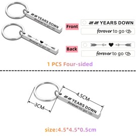 UU-MART Aniversary-Gifts for Him Her,10 Years Down Forever To Go Keyring Gift For Couples Boyfriend Girlfriend Husband Wife,10th Wedding Aniversary Gifts,Valentines Gifts for Him(1 PCS Four-sided)