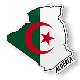 Algeria Map with Flag Magnet for Car Fridge Locker Metal Door - 4"