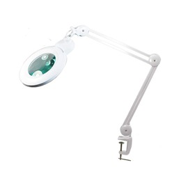 (6 inch Glass Lens) Professional LED Magnifying Lamp with Clamp, Dimmable, 1200 Lumens 5600K-6000K Daylight Bright 60 SMD LED, Work Light Mounting Bracket Clamp (5 Diopter) BoliOptics MG16304221