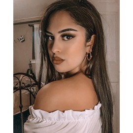 Gold Chunky Hoop Earrings Thick Open Hoops for Women | Classic Thick Shiny Polished Round-Tube Chunky Hoop Earrings with 925 Sterling Silver Post for Women Girls (Gold-Huggie-30mm)