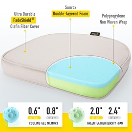 SUNROX Gel Memory Foam Chair Cushions, FadeShield Water-, Stain-Resistant Durable Reversible Seat Cushion Pads with Ties for Indoor/Outdoor Kitchen Dining Office, 17"x16", Set of 4, Cream