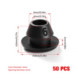 YIXISI 50 Pieces Diameter 4 x 6 mm Rubber Grommets, Closed Rubber Grommets, Cable Grommet, Rubber Grommet, Electric Conductor Sealing Ring, for Cable Protection, Cable Duct