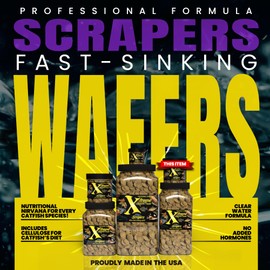 Xtreme Scrapers Wafers - Premium 14mm Fast-Sinking Fish Food – Nutrient & Cellulose Rich Ideal for Nocturnal Feeders, Catfish, Plecostomus Species, and Loaches – USA Farm Grown (5oz)