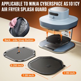 2 Pcs Air Fryer Splatter Screen for AS101DG Air Fryer, Reusable Heat-Resistant Oil Splash Guard, Glass Air Fryer Accessories