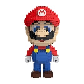 MR. GADGETS Figura de Bloques Armables Mario, Luigi, Mario Fuego, Mario Maker 15 cm, Set de Mini Bloques de Construcción, Rompecabezas 3D, Decoración de Mario World, Regalo (Mario Clásico)