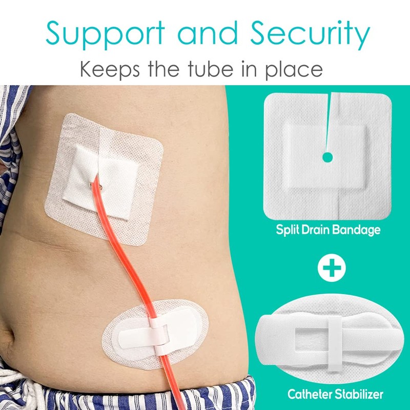 Split Drain Adhesive Bandages Feeding Tube Peg G J Tube