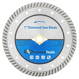 7" Turbo Diamond Saw Blade for Concrete, Brick, Block and Masonry, 10mm Segment Height, 2.5" Cutting Depth, DM 5/8" Arbor