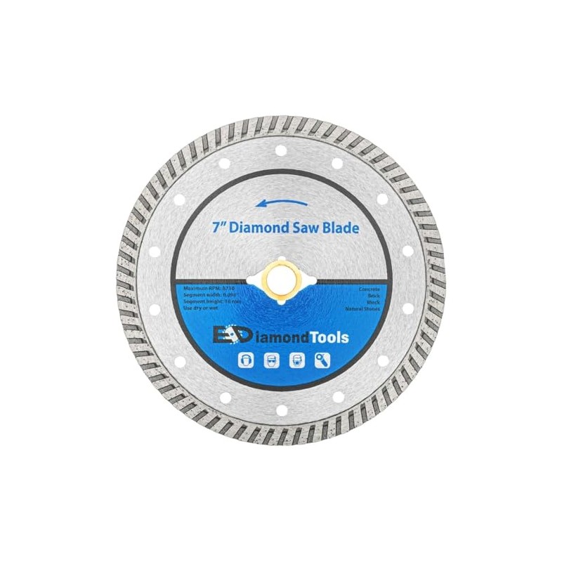7" Turbo Diamond Saw Blade for Concrete, Brick, Block and