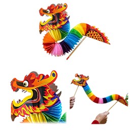 Vastsea Chinese Paper Dragon Decoration, 3D Paper Dragon Garland, Party Streamers, Spring Festival, Living Room, Party Supplies