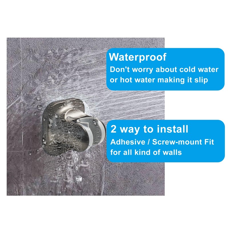 Zorfeter Adjustable Brushed Nickel Handheld Shower Head Holder, Strong Adhesive