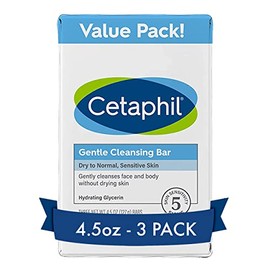 Cetaphil Cetaphil gentle cleanser bar, 4.5 Ounce (Pack of 3), Blanco                                                                                  