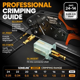 SOMELINE Automotive Wire Connectors Crimp Tool Kit, Crimper for 24-14 AWG Non-Insulated Quick Disconnect Terminals, with 2-6 Pin 2.8mm Plugs & Sockets