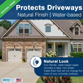 Serveon Sealants Concrete Driveway Sealer Plus Penetrating Concrete Densifier (Clear Natural Finish) Commercial Grade Outdoor Indoor Waterproof Sealant Protects Pavers Sidewalks Pools (1 Gallon) H2100