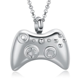 AIWENXI Game Controller Cremation Jewelry Controller Urn Necklaces for Ashes Stainless Steel Game Lover Memorial GamePad Keepsakes Urns Jewelry for Men Women, Stainless Steel, No Gemstone