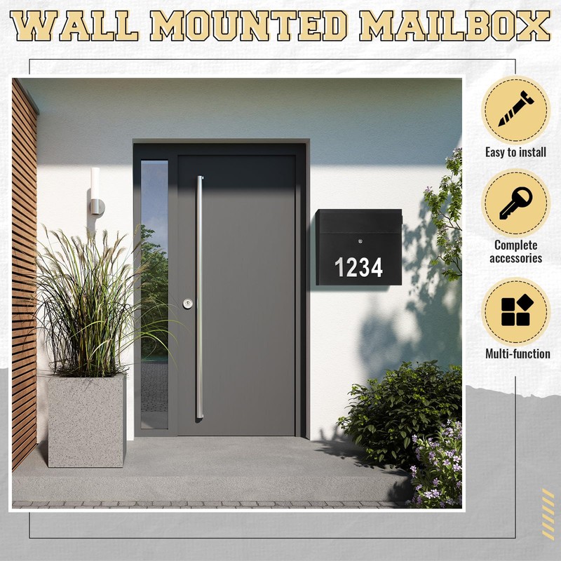 Yaocom Wall Mount Mailboxes for Outside Locking Security Mail Box