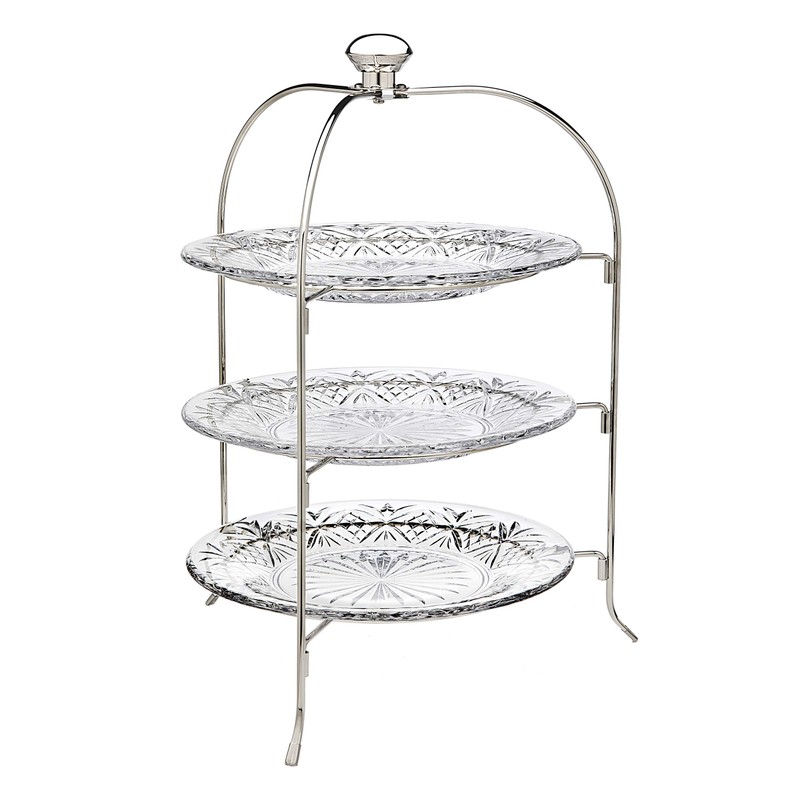 Godinger 3 Tiered Platter Stand - Dublin Crystal Collection