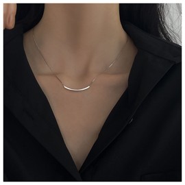 Cimenexe Punk Horizontal Bar Pendant Necklace Balancing Tube Bar Chain Necklace Silver Bar Collar Necklace Minimalist Horizontal Bar Choker Necklace Jewellery for Women and Girls