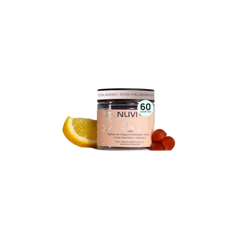 Nuvi Gomitas Péptidos Colágeno Hidrolizado Biotina Ácido Hialurónico Vitamina Suplemento