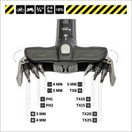 WGB Das Werkzeug Torque Screwdriver with 12 Bits in T-Handle for Bicycle, 1/4 Inch Torque Wrench with Cross, Slot and TX Bit Set