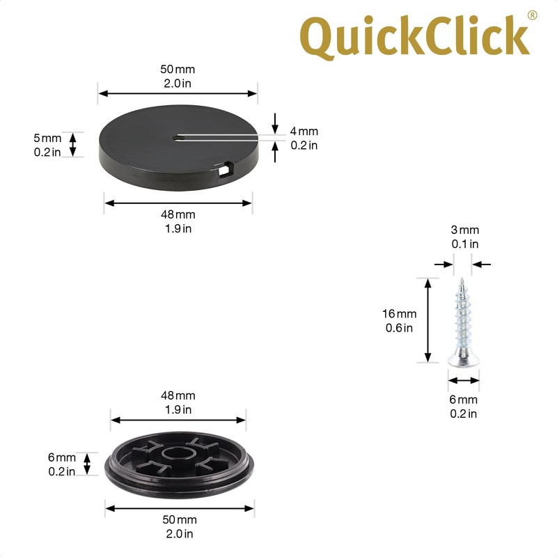 'Wagner QuickClick® Chair Glides – Set of 4 Screw-On/Black ",