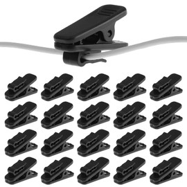 Bonsicoky 24 Pack Clips for Earphone Wire, Headphone Mount Cable Clothing Clip Use for Fixing Earphone/Microphone Cord (Black)