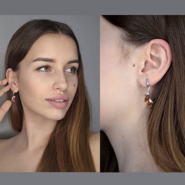 Amber Earrings - Sterling Silver and Baltic Honey Amber Earrings "Alicia" - Amber - Baltic Amber Hypoallergenic Earrings - Sterling Silver Jewelry Collection