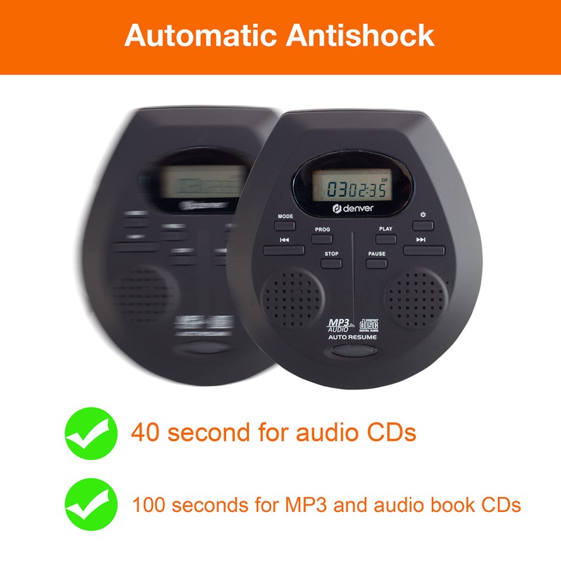 Denver DMP-395B Portable CD player CD, CD-R, CD-RW, MP3 incl.