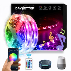 DAYBETTER Smart WiFi Led Strip Lights 100ft, Flexible Color Changing 5050 RGB Led Light Strips Kit Work with Alexa and Google Assistant, 2 Rolls of 50ft Led Lights for Bedroom Decoration