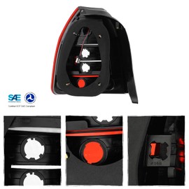 AKKON - For 1996-2000 Honda Civic Ek9 3-Door Hatchback JDM Red Clear LED Tail Brake Lights Lamps Set