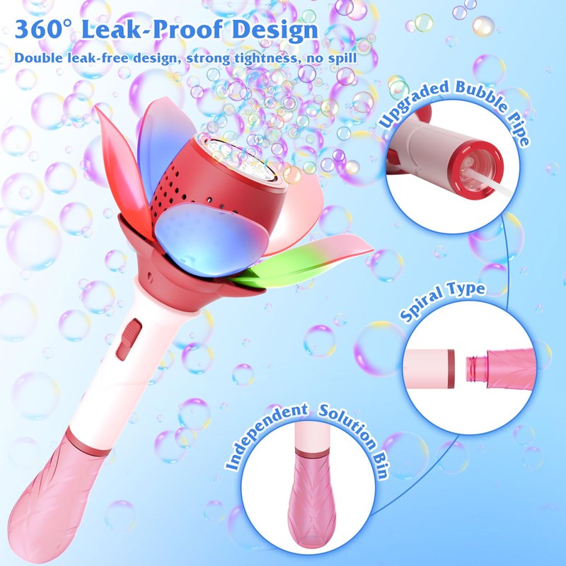 Panamalar Electric Bubble Wand for Kids, Light Up Automatic Bubble