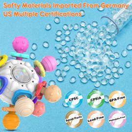 Uiopy Sensory Teething Toys for Baby 6-12: Silicone Teether Toys for Baby 0 3 6 12 18 Months Infant Sensory Toys for Boys and Girls - Baby Montessori Toys Newborn Rattle - BPA-Free Freezable