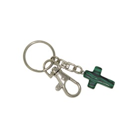 N146 - Malachite Gemstone Cross Charm Keyring Hanging Protection & Good Luck Handmade by Jeannieparnell