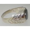 LetsBuyGold Solid 925 Sterling Silver Real Genuine Hematite Mens Signet