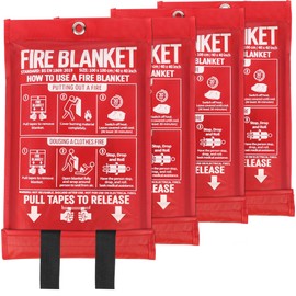 MIMEAQIER Emergency Fire Blanket 4 Pack 40"x40", Essential Fire Safety Blanket for Kitchen Home Garage Car Camping