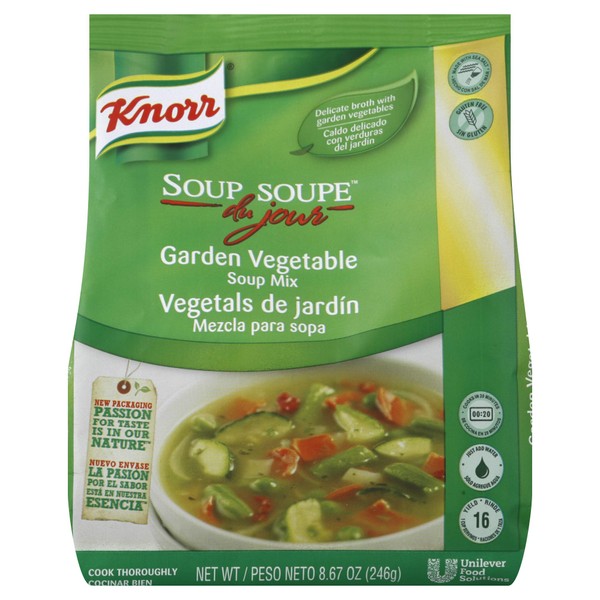 Knorr Professional Soup du Jour Garden Vegetable Soup Mix Vegetarian, Gluten Free, 0g Trans Fat per Serving, Just Add Water, 8.7 oz, Pack of 4