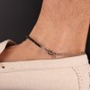 Orris Anklet, Black, Onyx, Silver, Stainless Steel, Popular, Double Cross,