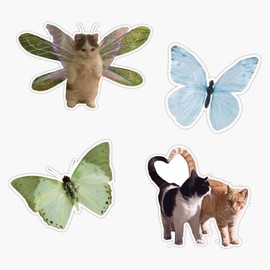 Y2K Butterfly Cats Bumper Sticker Vinyl Decal 5"